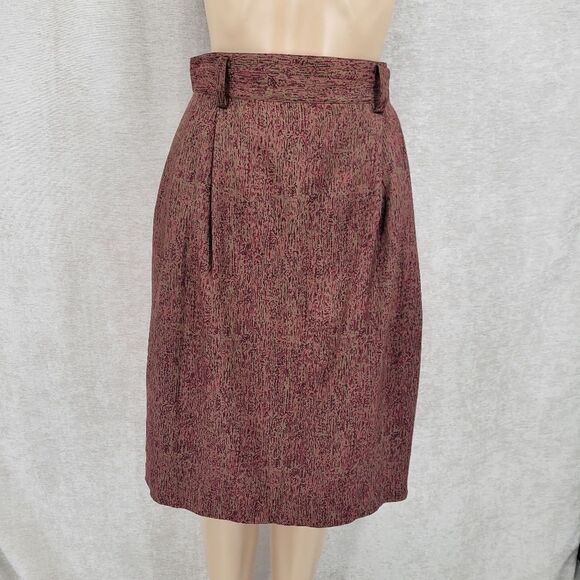 Ellen Tracy Vintage 90s Silk Midi Skirt with Belt Loops and Pockets Women's 10 - Picture 3 of 10
